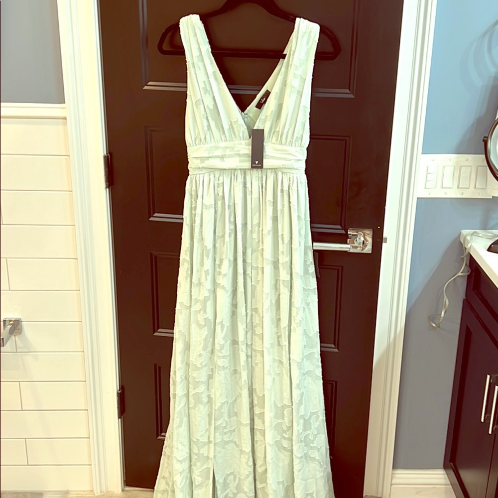 Soft teal gown